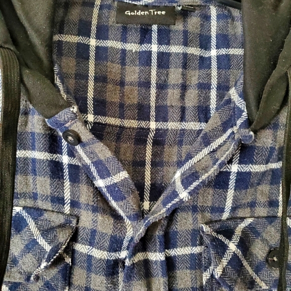 Mens Golden Tree Button Up Hooded Flannel Jacket size medium multicored - Picture 3 of 6
